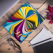 Carnet 3D Bleu Violet Or Monogramme Liquéfié Abstrait