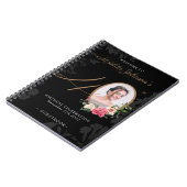 Carnet 40e anniversaire Black Gold Guestbook Floral Photo (Côté gauche)
