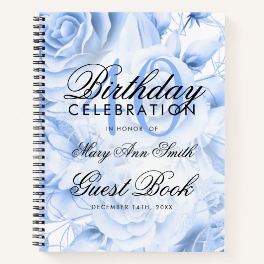 Carnet 40e anniversaire Guestbook Party Floral Navy Blue (Devant)