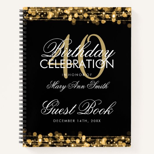 Carnet 40e anniversaire Guestbook Party Sparkles Gold (Devant)