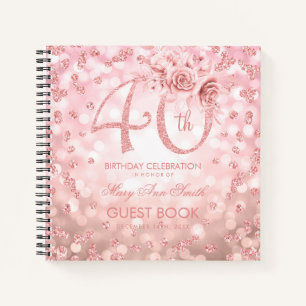 Carnet 40e anniversaire Guestbook Rose Gold Glam Lights