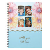 Carnet 4 fleurs photo texte bleu marron (Devant)