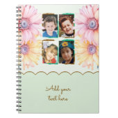Carnet 4 fleurs photo texte vert marron (Devant)