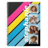 Carnet 4 Photo motif rayure rétro nom de script cmyk (Devant)