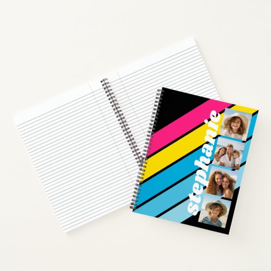 Carnet 4 Photo Retro stripe motif nom du script cmyk (Intérieur)