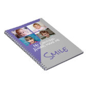 Carnet 4 photos enfants me font sourire violet gris (Côté Droit)