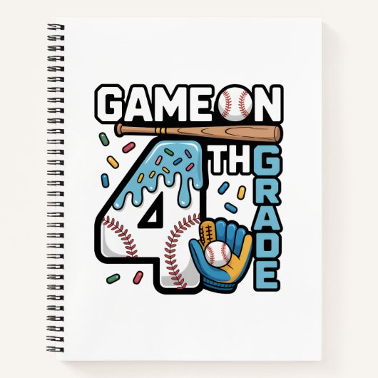 Carnet 4th Grade Ice Cream Baseball Back to School (Devant)