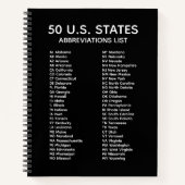 Carnet 50 U.S. States Abbreviations List – Black Notebook (Devant)