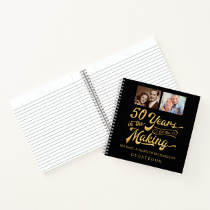 Carnet 50e Anniversaire 2 Photos Black Gold Guestbook
