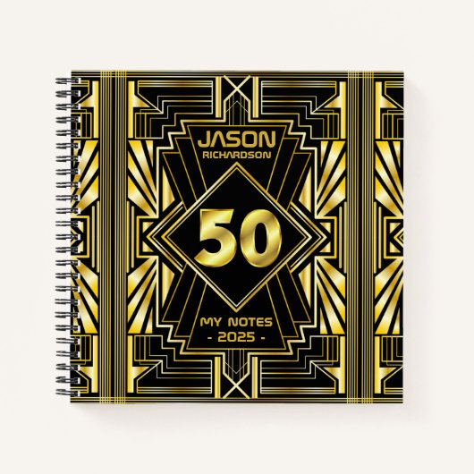 Carnet 50e anniversaire Art Déco Gold Black Great Gatsby (Devant)