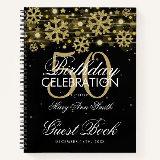 Carnet 50e anniversaire Guestbook Gold Black Winter (Devant)