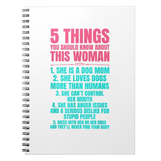 Carnet 5 choses que vous devriez savoir sur cette femme c (Devant)