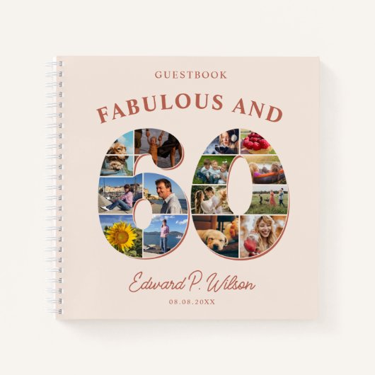 Carnet 60e anniversaire Photo Collage Milestone Guestbook (Devant)