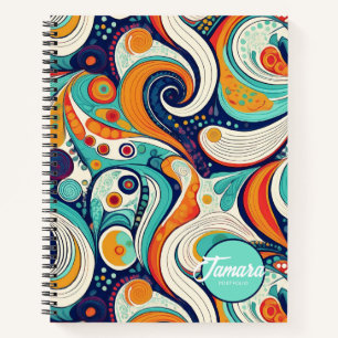 Carnet 60s les années 70 Vibe Retro Swirls Abstrait Pat#1