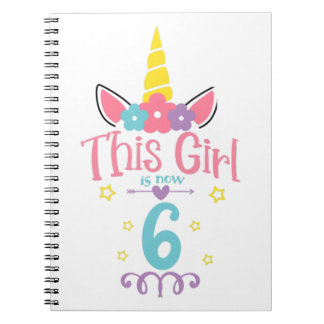 Carnet 6e anniversaire Unicorn Girl Six ans sixième naiss