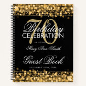 Carnet 70e anniversaire Guestbook Party Sparkles Gold (Devant)