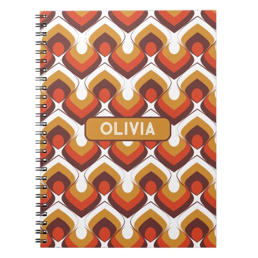Carnet 70s Bold Retro Modern Motif in Orange & Brown (Devant)