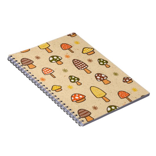 Carnet 70s Style Retro Mushrooms Spiral Notebook (Côté Droit)