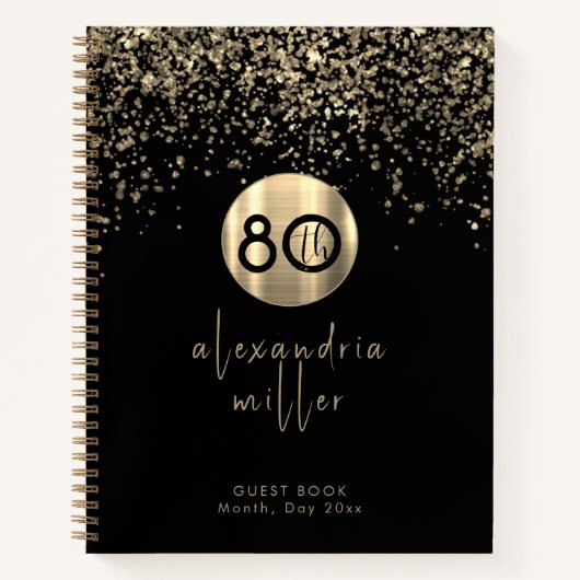 Carnet 80e anniversaire Black Gold Parties scintillant li (Devant)