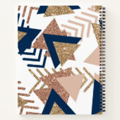 Carnet 80s Abstrait tendance | Marine et Rose Motif d'or (Dos)