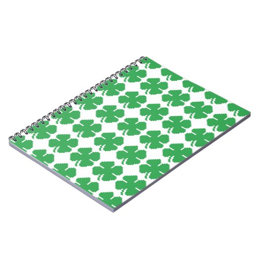 Carnet 8 Bit Pixel Trèfle à Quatre Feuilles Chanceux (Côté gauche)