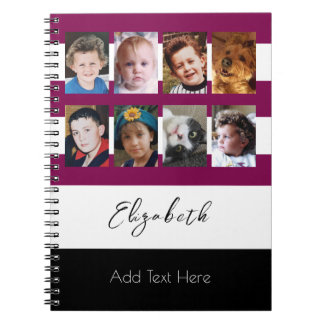 Carnet 8 photo custom name maroon