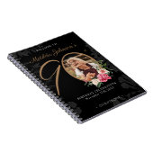 Carnet 90e anniversaire Guestbook Black Gold Floral Photo (Côté Droit)