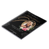 Carnet 90e anniversaire Guestbook Black Gold Floral Photo (Côté gauche)
