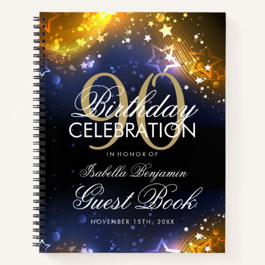 Carnet 90e anniversaire Guestbook Party Sparkles Gold (Devant)