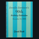 Carnet 90th Birthday Party Guest Book Blue & Green Stripe<br><div class="desc">This 90th Birthday Party Guest Book is decorated with a blue and green striped pattern.  Easy to customize,  just CHANGE or delete EXAMPLE TEXT.  All Rights Reserved © 2014 Alan & Marcia Socolik.</div>