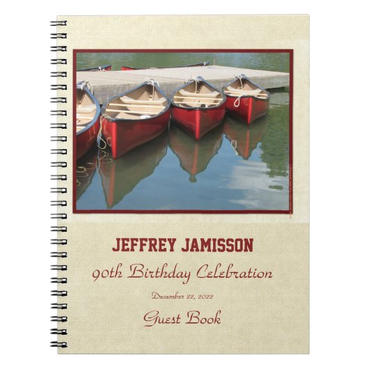 Carnet 90th Birthday Party Guest Book, Red Canoes (Devant)