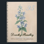 Carnet 95e Anniversaire Botanical Custom Guest Book<br><div class="desc">Personnalisable 95e anniversaire Livre d'or avec aquarelles botaniques Vintages de Campanula de Pierre-Joseph Redouté. Vous pouvez facilement modifier la couleur, la police, la taille et la position du texte en cliquant sur le bouton personnaliser. Invitation d'anniversaire correspondant. — "Pierre-Joseph Redouté (10 juillet 1759 à Saint-Hubert, Belgique - 19 juin 1840...</div>