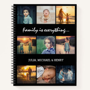 Carnet 9 Photo Collage de texte personnalisé La famille d