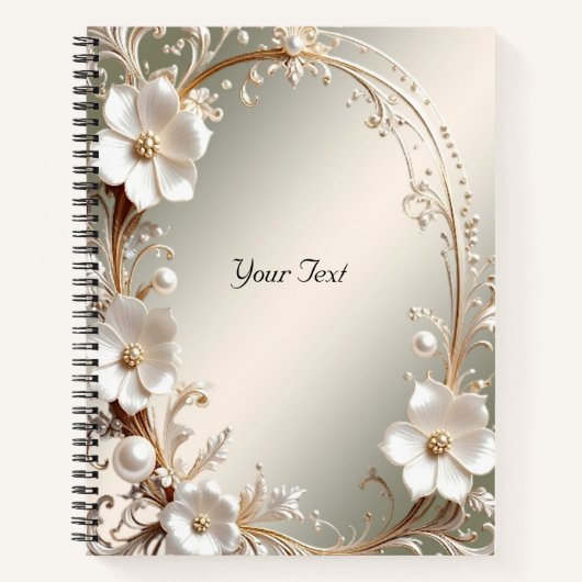 Carnet à cadre floral blanc orné (Devant)