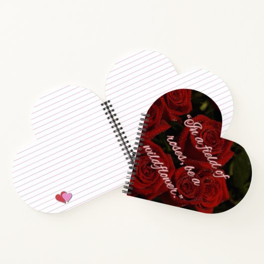 Carnet à cœur romantique – Roses rouges (Intérieur)