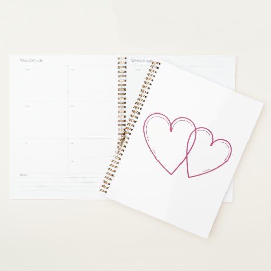 Carnet à coeurs entrelacés Planner (Devant avec enveloppe)
