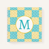 Carnet à damiers Amour en Turquoise, Jaune et Blanc (Devant)