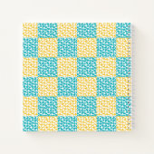 Carnet à damiers Amour en Turquoise, Jaune et Blanc (Dos)