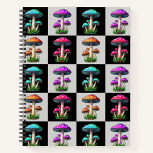 Carnet à damiers champignon géométrique