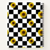 Carnet À damiers et tournesol noir et blanc (Dos)