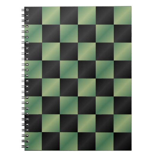 Carnet À damiers moderne vert olive noir dégradé (Devant)