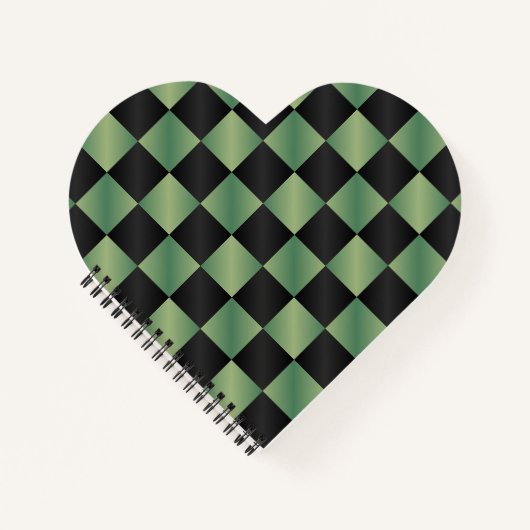 Carnet À damiers moderne vert olive noir dégradé (Devant)