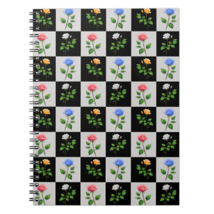 Carnet à damiers multicolore Rose Floral Design