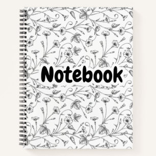 Carnet à doodles floraux noir et blanc