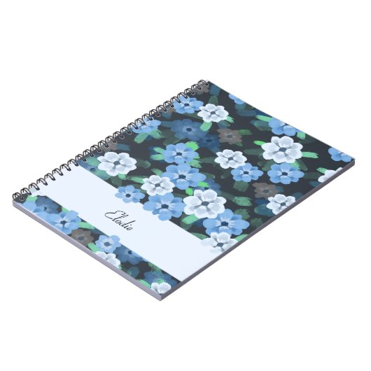 Carnet à fleurs d'anémone bleu - Art numérique flo (Côté gauche)