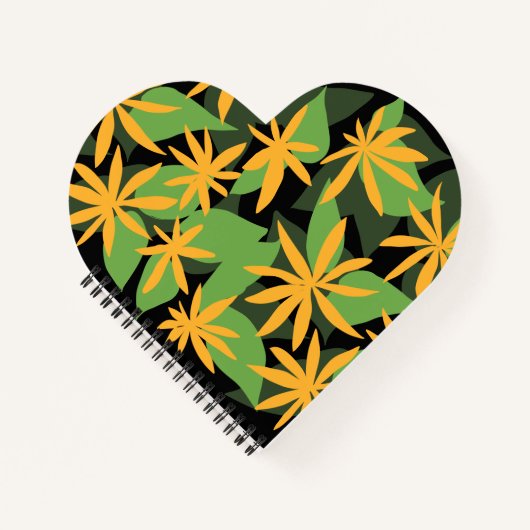 Carnet à fleurs noir orange (Devant)