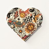 Carnet A fun retro 90s pattern featuring cheerful happy f (Dos)