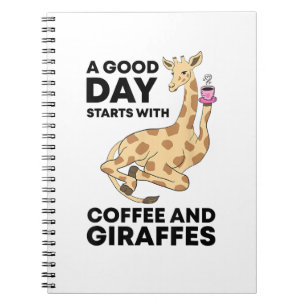 Carnet A Good Day Starts With Coffee & Giraffe Gift Funny