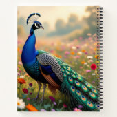 Carnet A Green and Blue Peacock in Flowers Personalized (Dos)