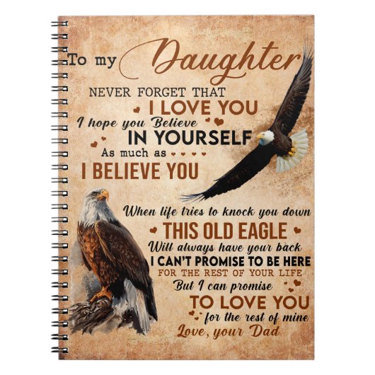 Carnet À Mon Don Fille, Papa Et Fille, Aigle Aigle (Devant)